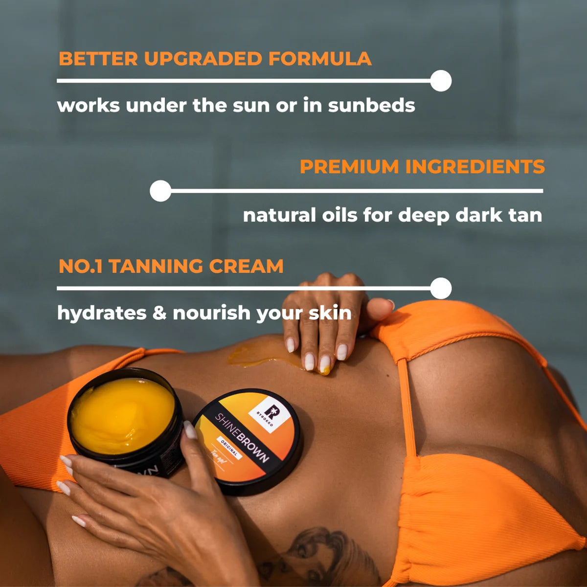 AUKŠČIAUSIOS KOKYBĖS ĮDEGĮ SKATINANTIS KREMAS "SHINE BROWN"