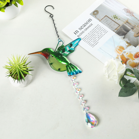 Rankų darbo vitražinės kolibrių dekoracijos (2vnt)