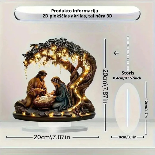 Kalėdinė Jėzaus gimimo dekoracija su šviesomis