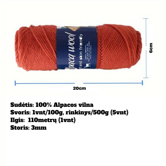 Alpakos vilnos mezgimo siūlų rinkinys