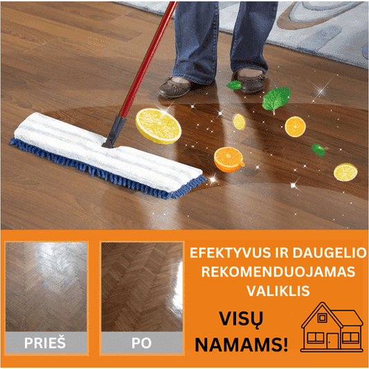 Magiškas grindų valiklis + šluostė su kempinėle dovanų!