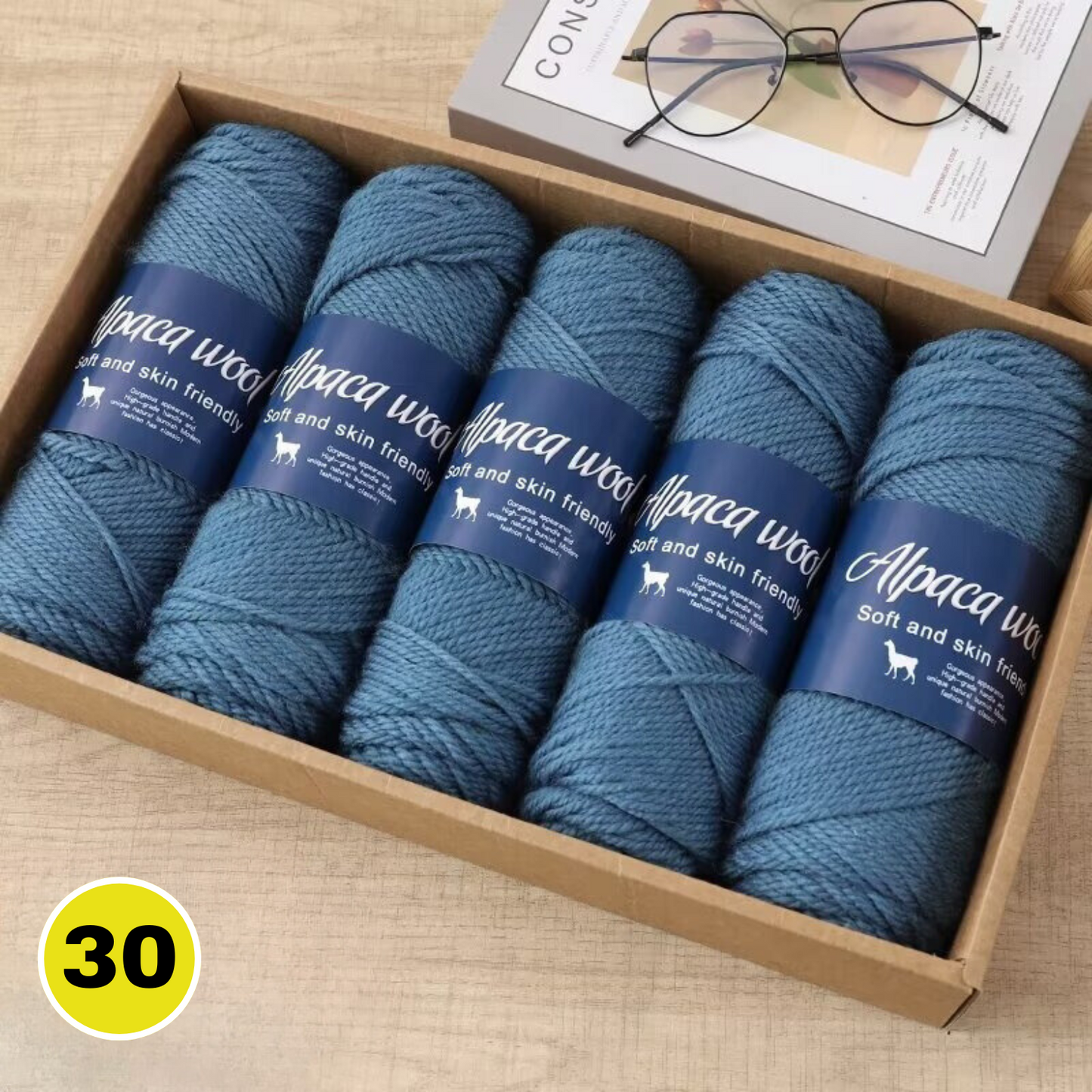 Alpakos vilnos mezgimo siūlų rinkinys