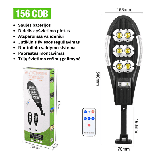 LED Lauko Šviestuvas su saulės baterijomis