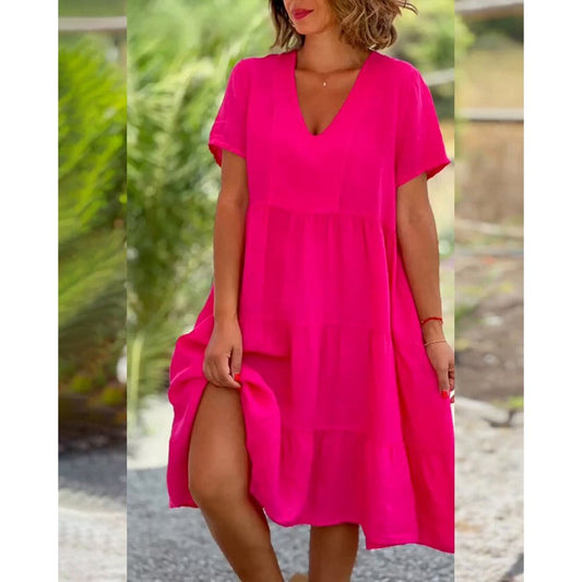 Laisva V formos lininė suknelė