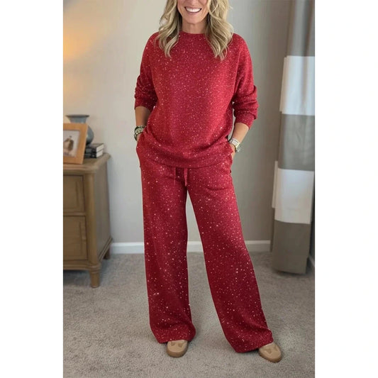 Moteriškas blizgus dviejų dalių kostiumėlis