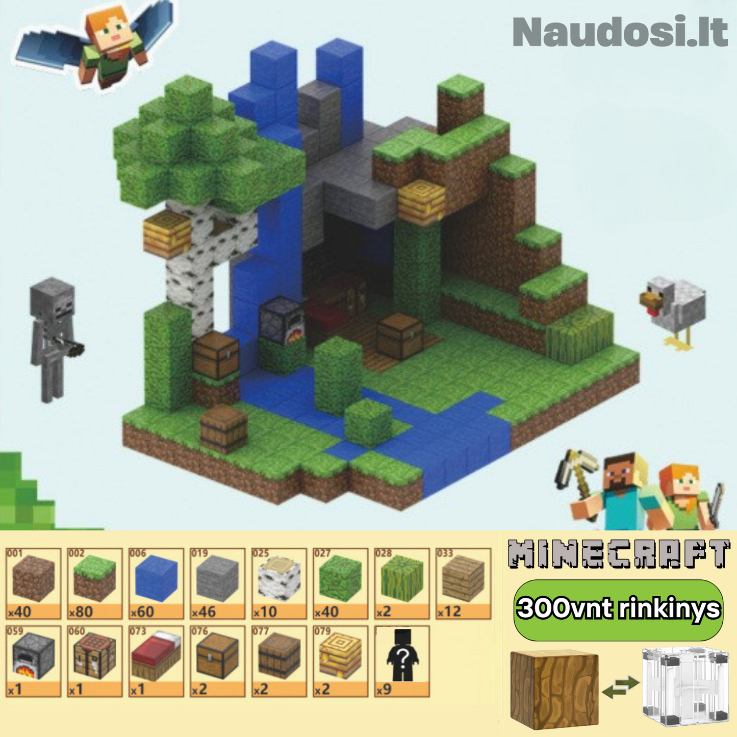 MINECRAFT | Magnetinių blokų rinkinys + dovana