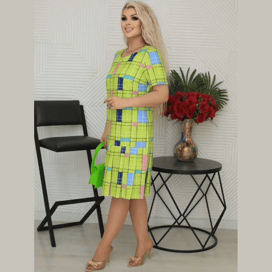 Ryški languota lininė suknelė