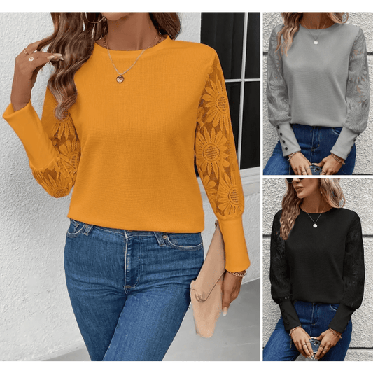 CosyWave™ | šiltas megztinis nėriniuotomis rankovėmis