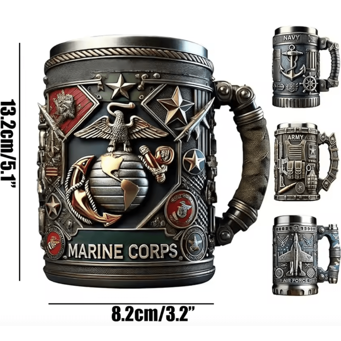 3D Kariniai geležiniai puodeliai