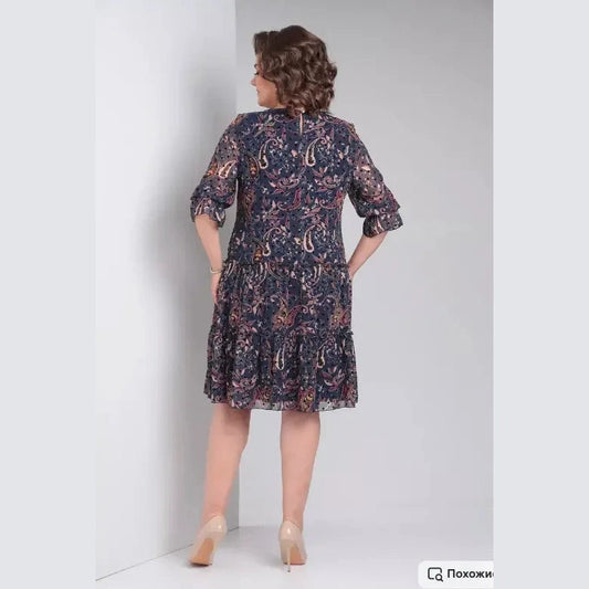 Laisva klostuota šifono suknelė