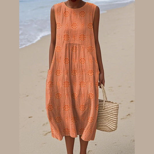 Laisva medvilninė vasarinė suknelė