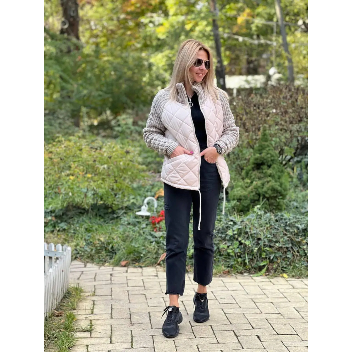 Lusso™ | Moteriška striukė megztomis rankovėmis