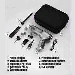 Belaidis dulkių siurblys automobiliui 4 in 1