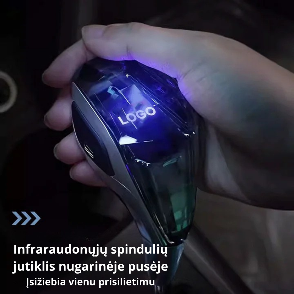 Šviečianti kristalinė pavarų svirties rankenėlė