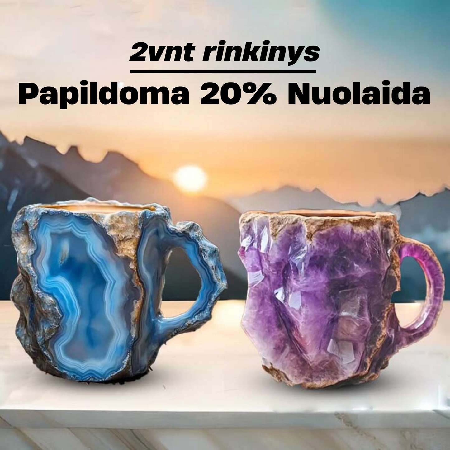 Quarzio™ | Rankų darbo mineralinių kristalų kavos puodelis