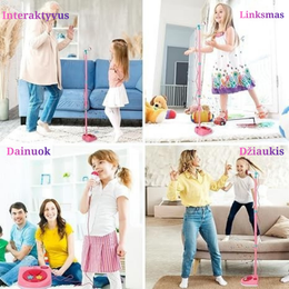 Vaikiškas mikrofonas su stovu ir šviesomis