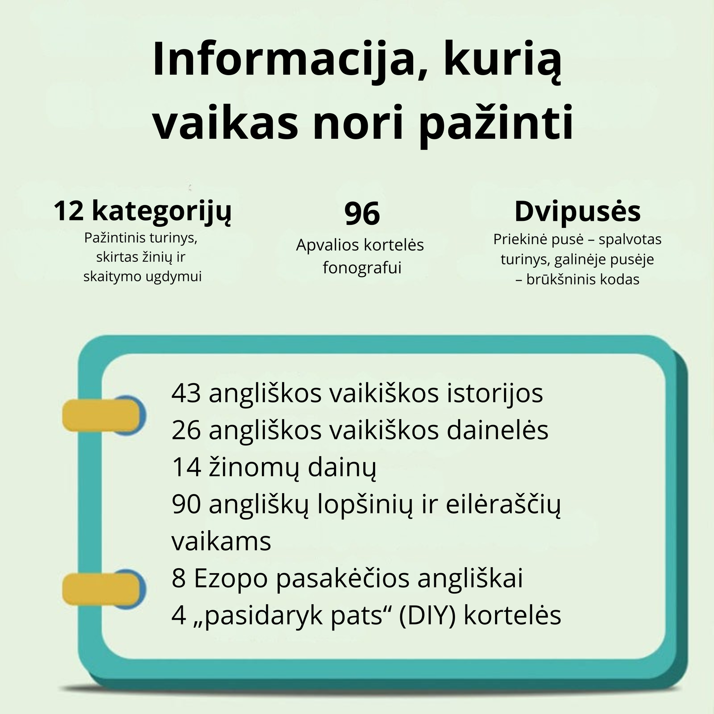 Vaikiškas fonografas su pasakojimų kortelėmis