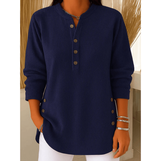 Moteriškas vienspalvis megztinis ilgomis rankovėmis