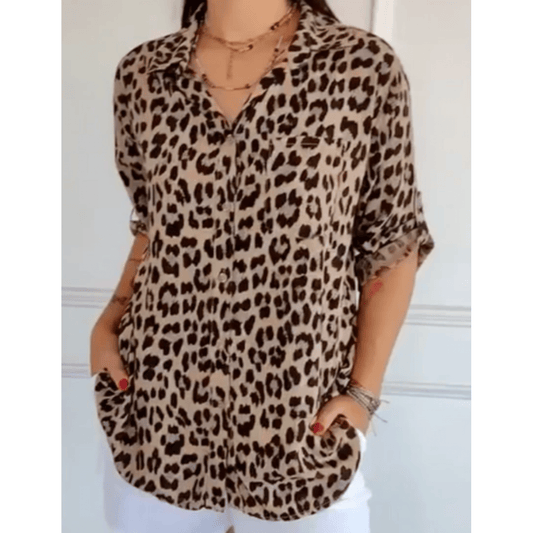 Leopardo rašto Moteriški marškinėliai