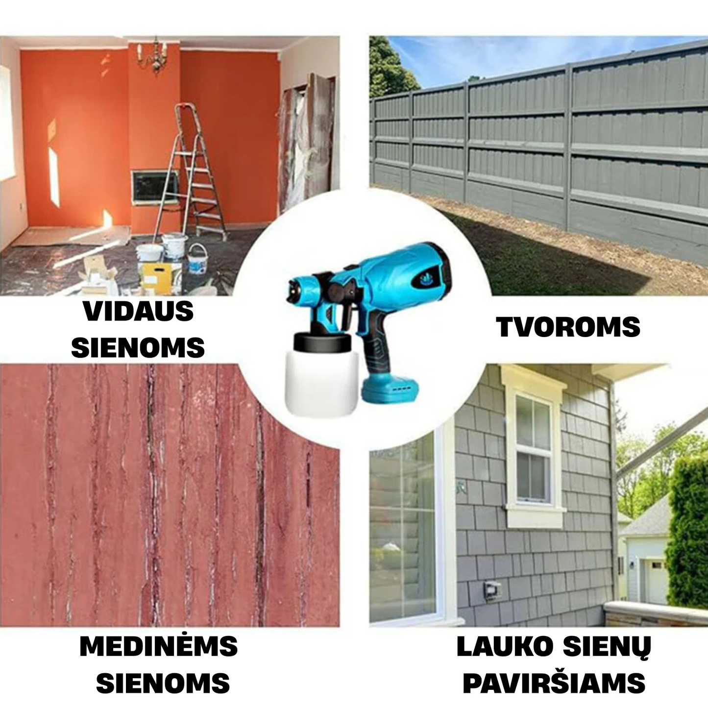 Akumuliatorinis dažų purkštuvas (Komplektas)