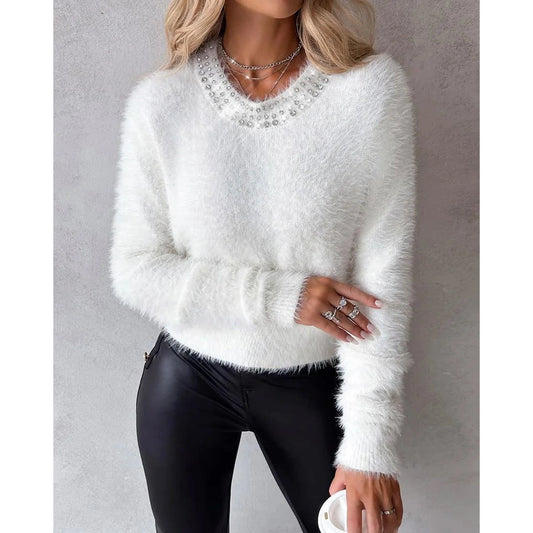 NORA™ | Šiltas megztas megztinis su kristalais