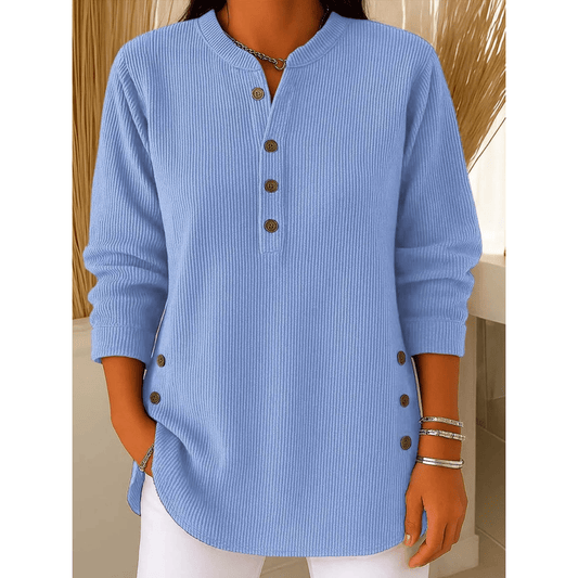 Moteriškas vienspalvis megztinis ilgomis rankovėmis