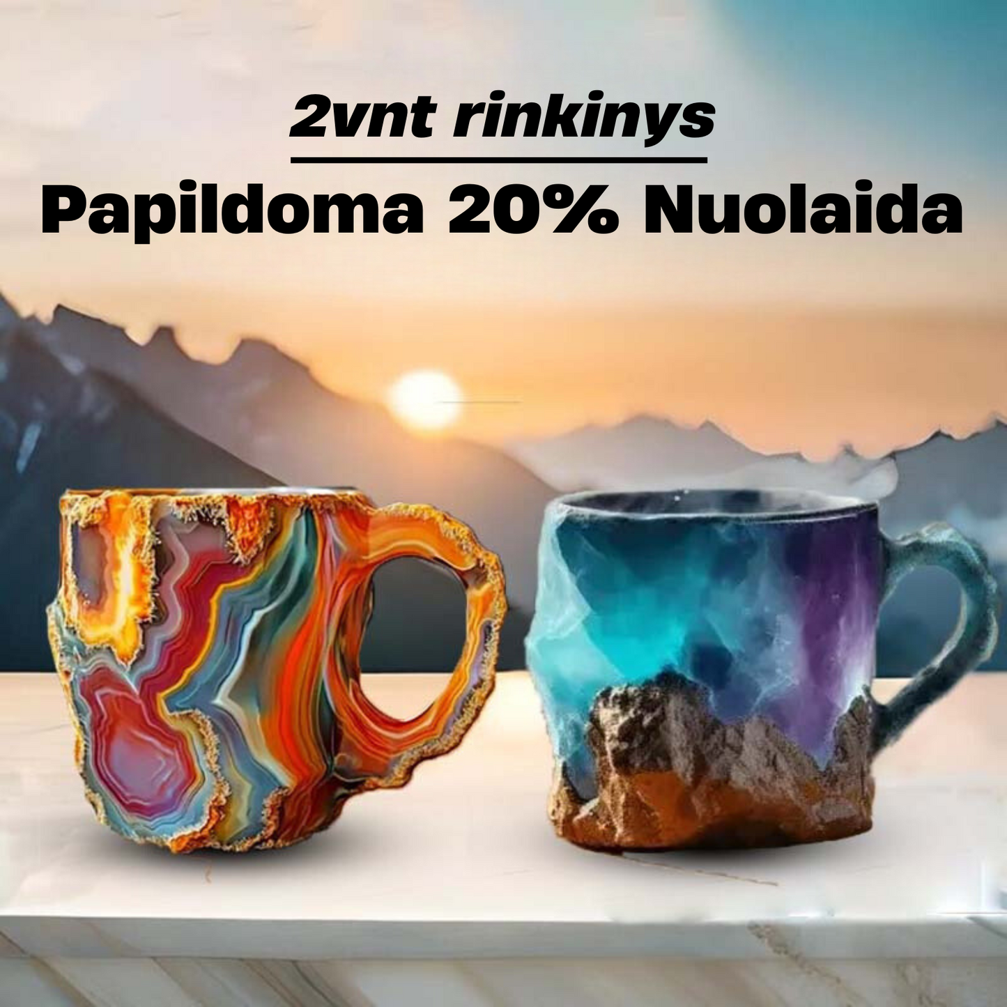 Quarzio™ | Rankų darbo mineralinių kristalų kavos puodelis