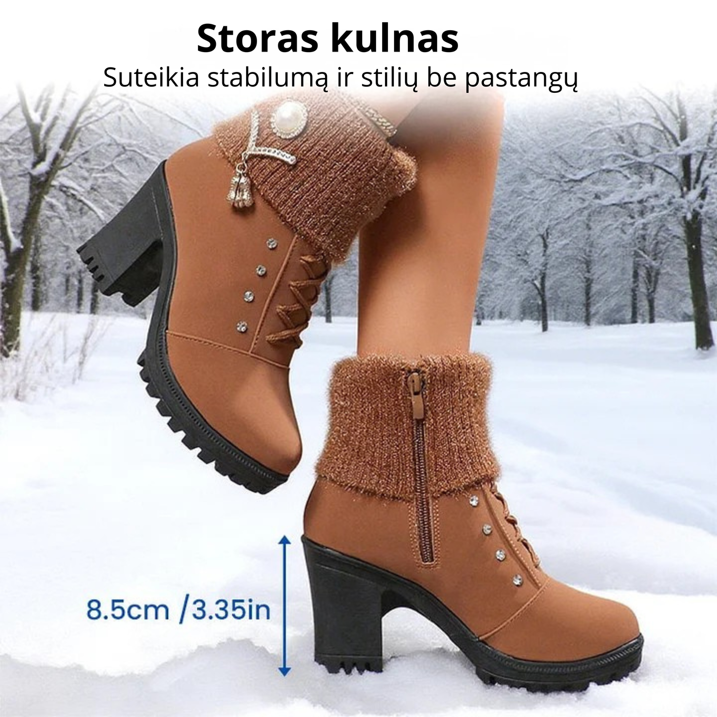 Šilti moteriški aulinukai ant storo kulno žiemai
