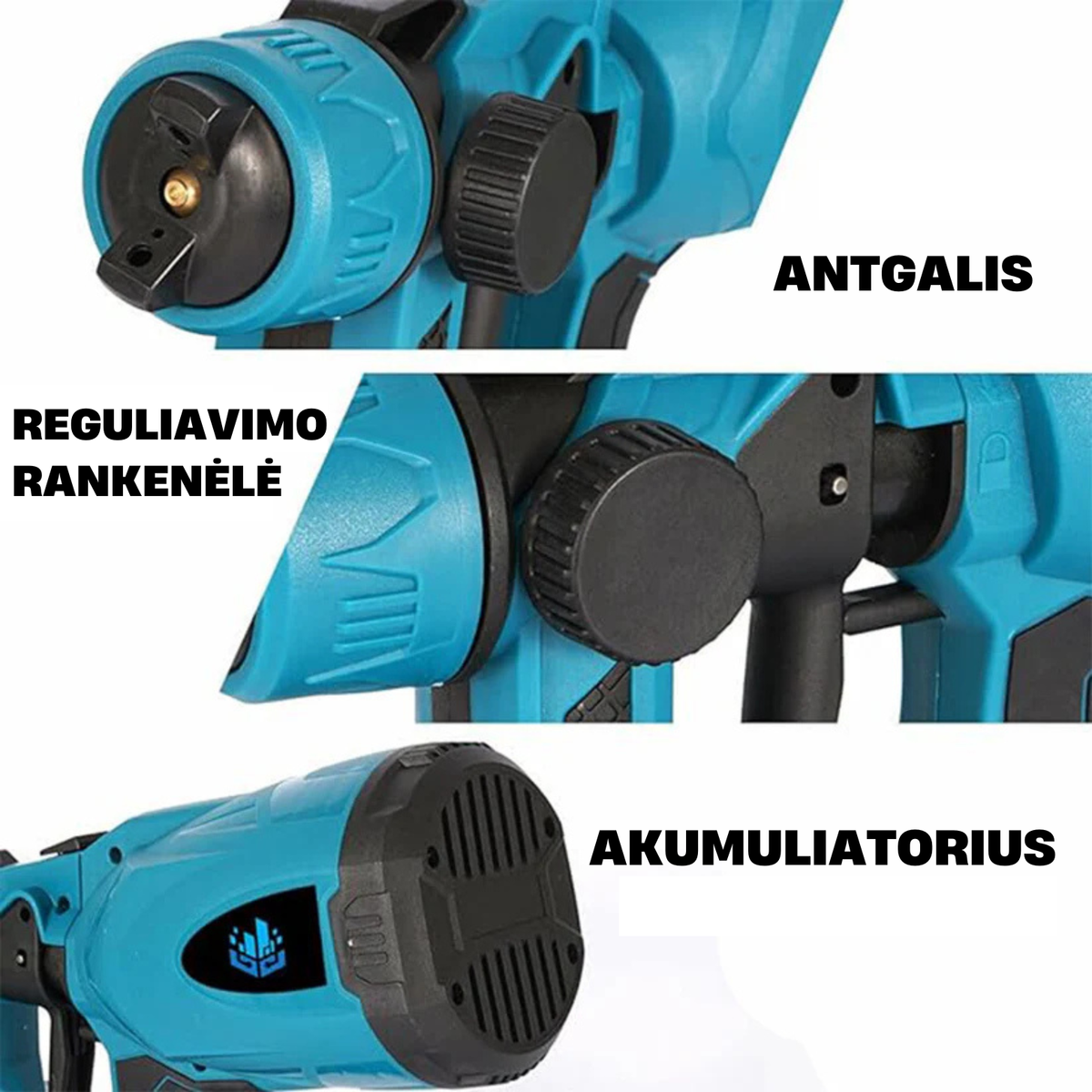 Akumuliatorinis dažų purkštuvas (Komplektas)
