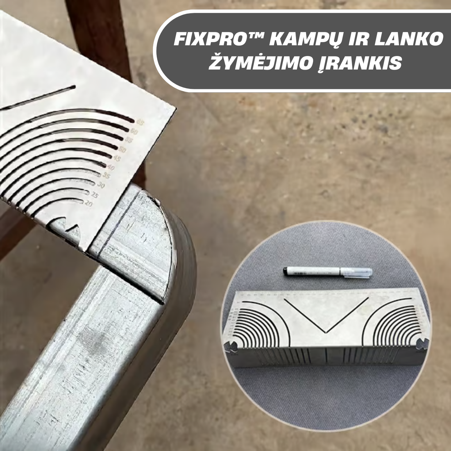 FixPro™ | Universalus metalo kampų ir lanko žymėjimo įrankis