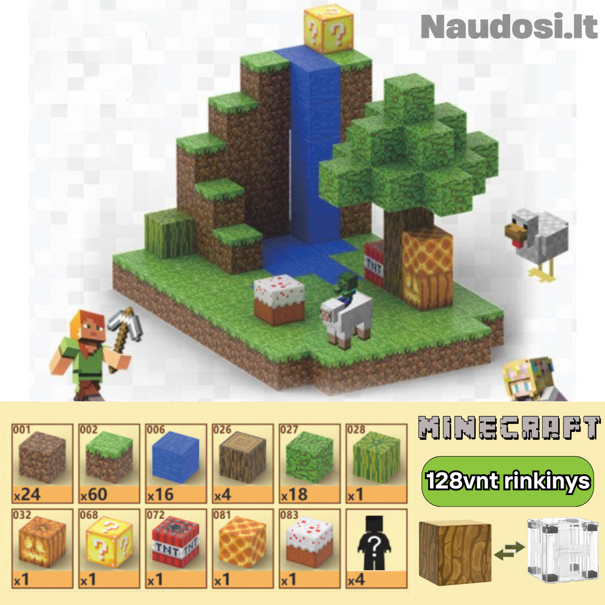 MINECRAFT | Magnetinių blokų rinkinys + dovana