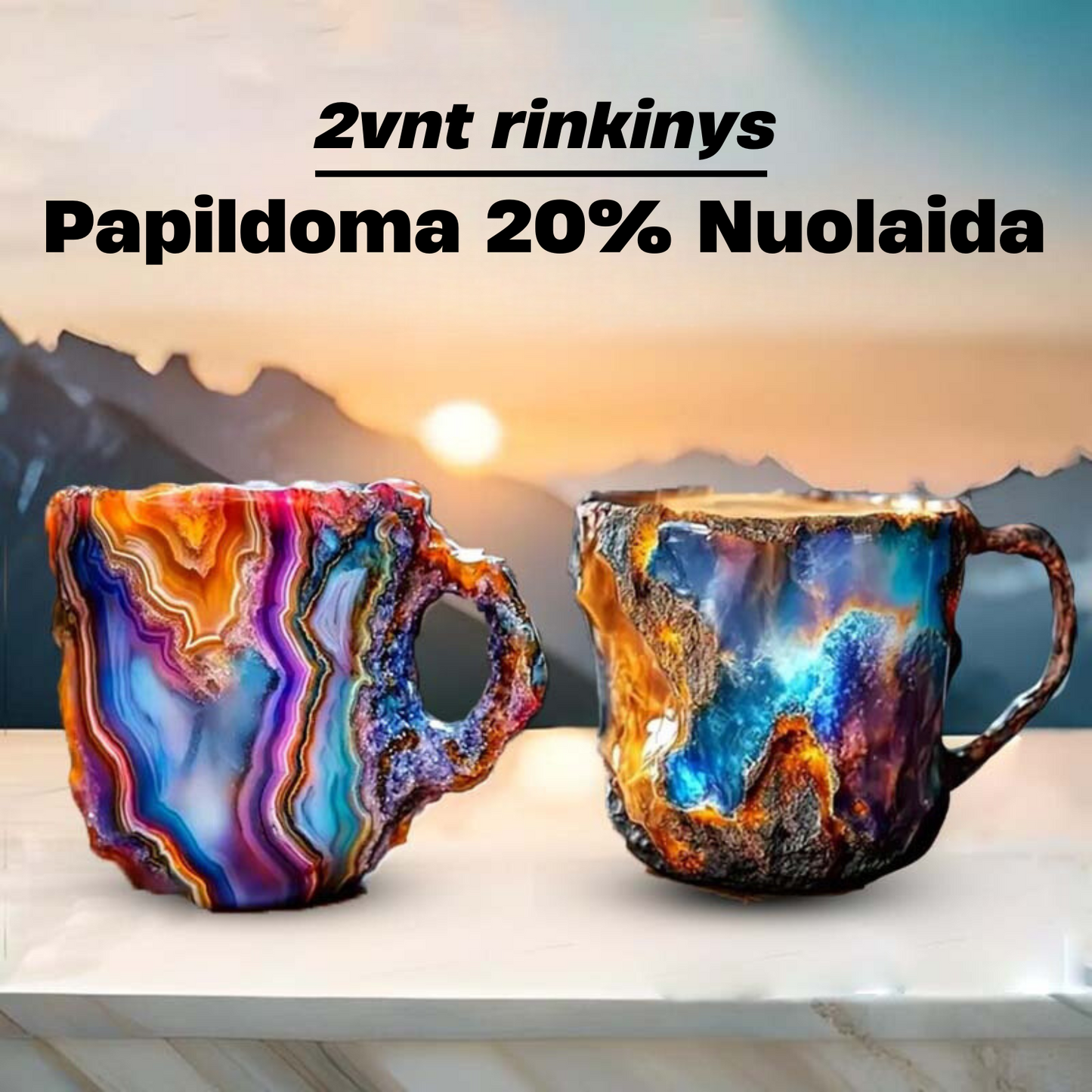 Quarzio™ | Rankų darbo mineralinių kristalų kavos puodelis