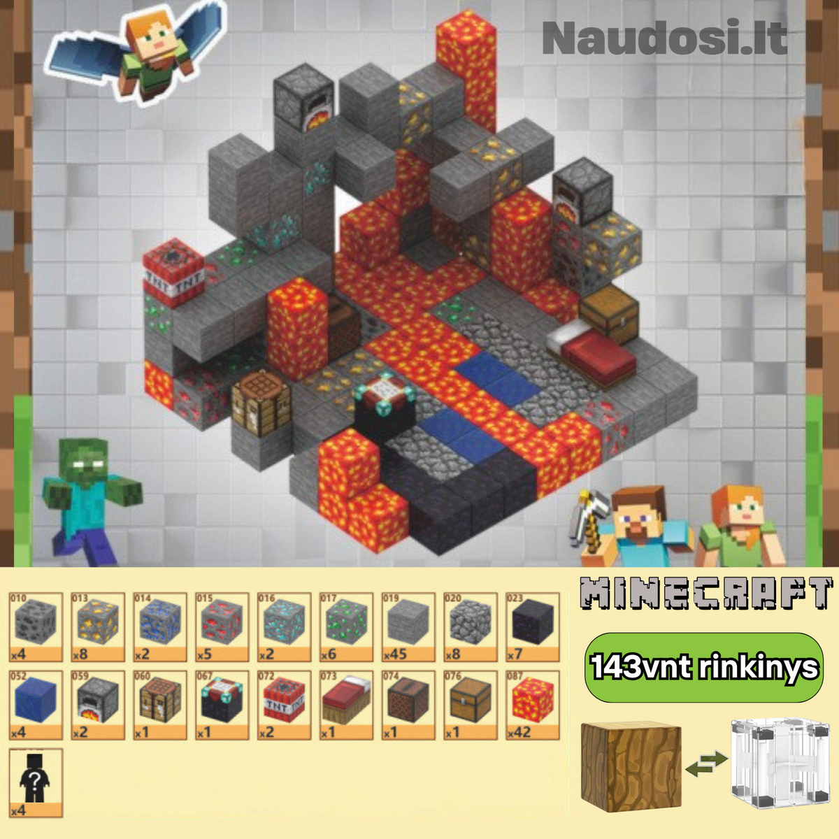MINECRAFT | Magnetinių blokų rinkinys + dovana