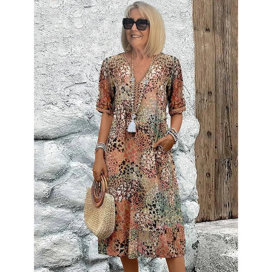 Bohemiško stiliaus laisvo kirpimo suknelė