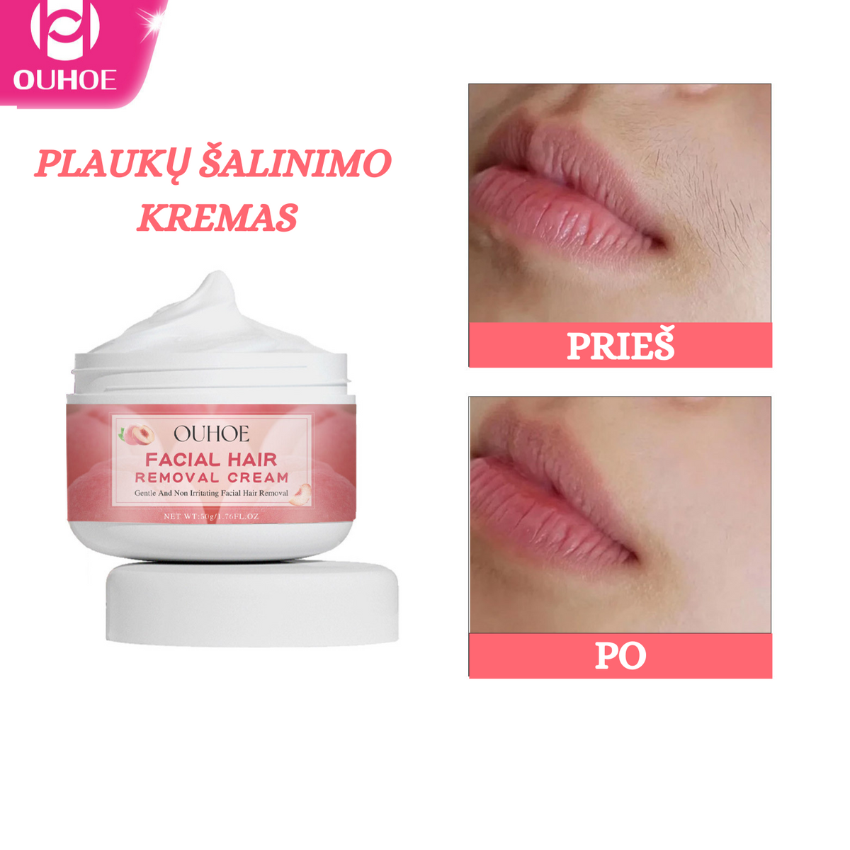 OUHOE - Magiškas plaukų šalinimo kremas