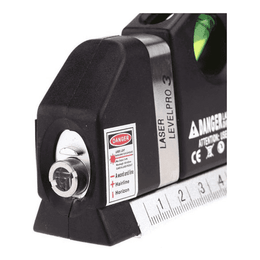 Daugiafunkcinė matavimo juosta su lazeriu ir gulsčiuku