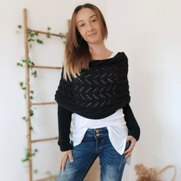 Leya™ | Megzta Moteriška skraistė su rankovėmis