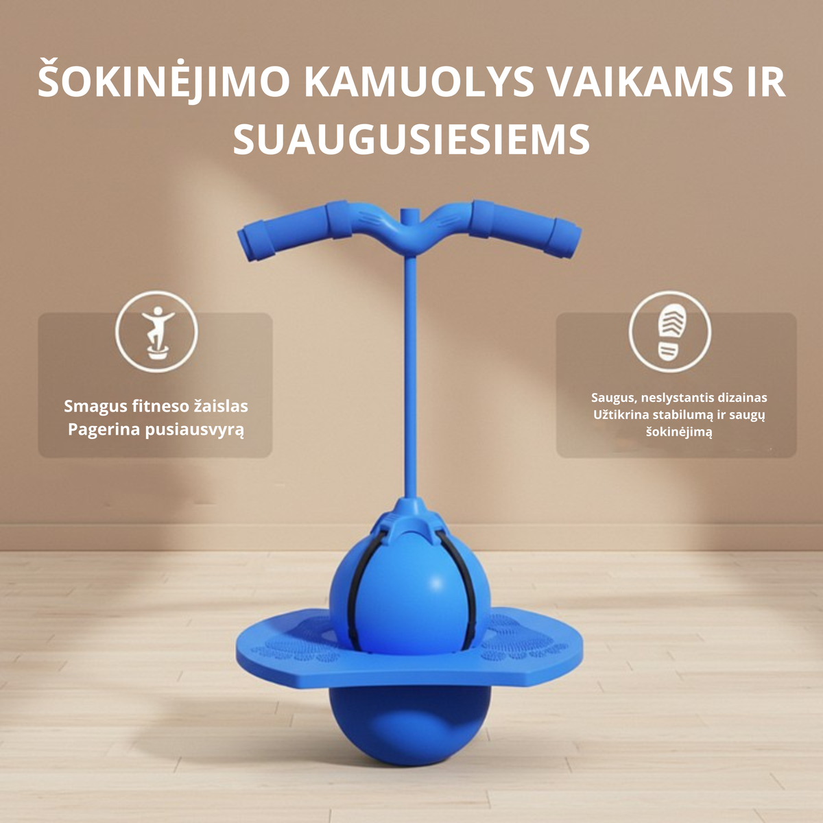 Šokinėjimo kamuolys pusiausvyrai ir koordinacijai lavinti