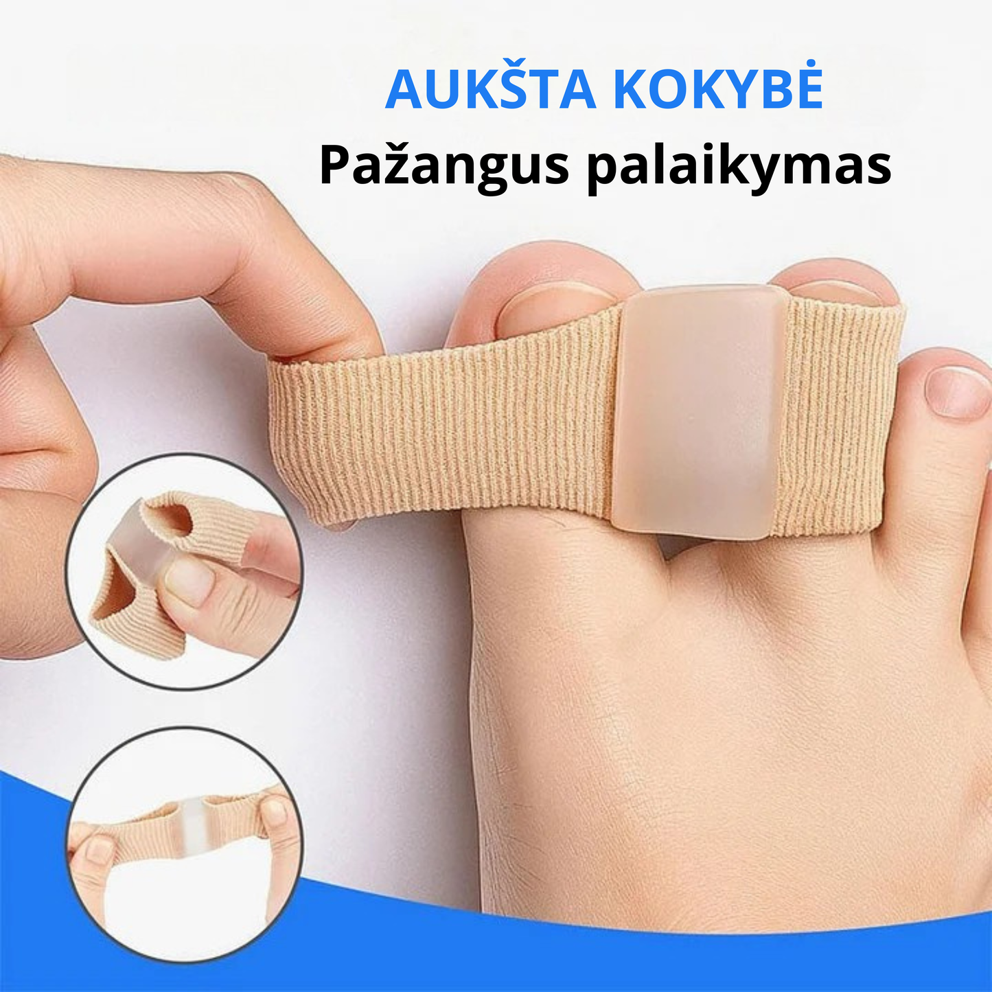 Pirštų separatorius komfortui ir nykščio padėčiai
