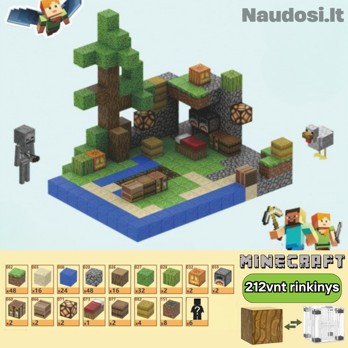 MINECRAFT | Magnetinių blokų rinkinys + dovana