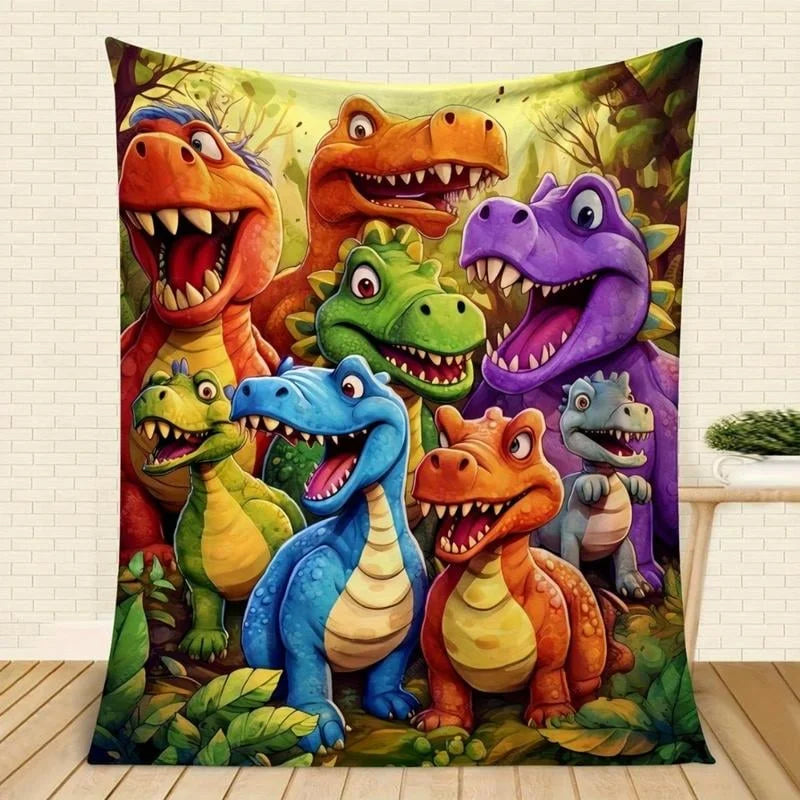 Šiltas ir lengvas pledas vaikams su dinozaurais