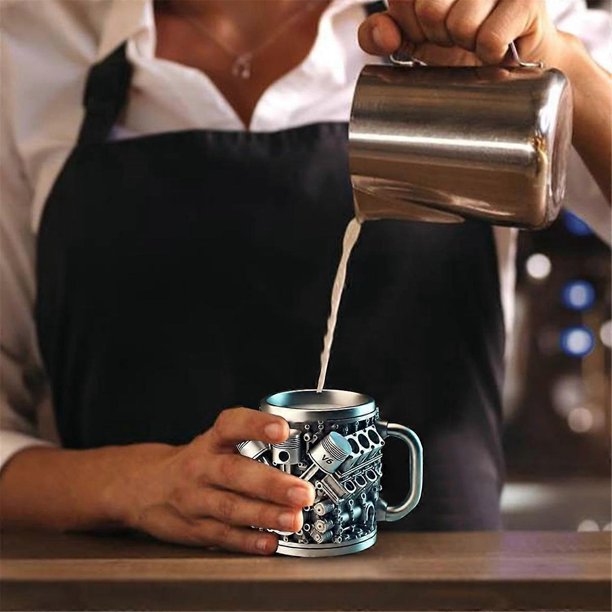 Išskirtinio dizaino kavos puodelis su V6 / V8 variklio motyvu