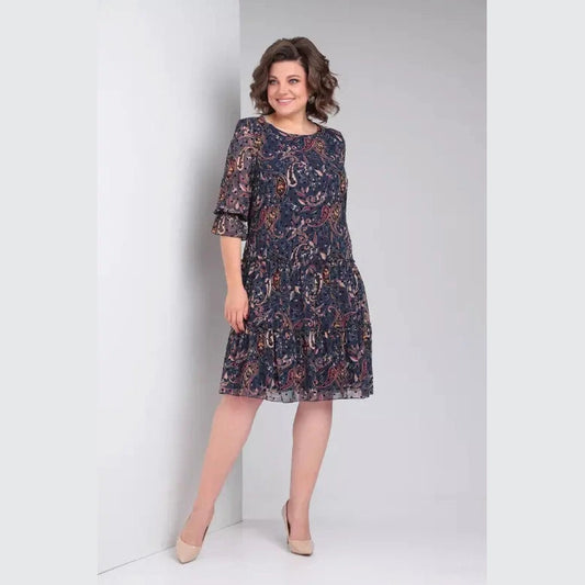 Laisva klostuota šifono suknelė