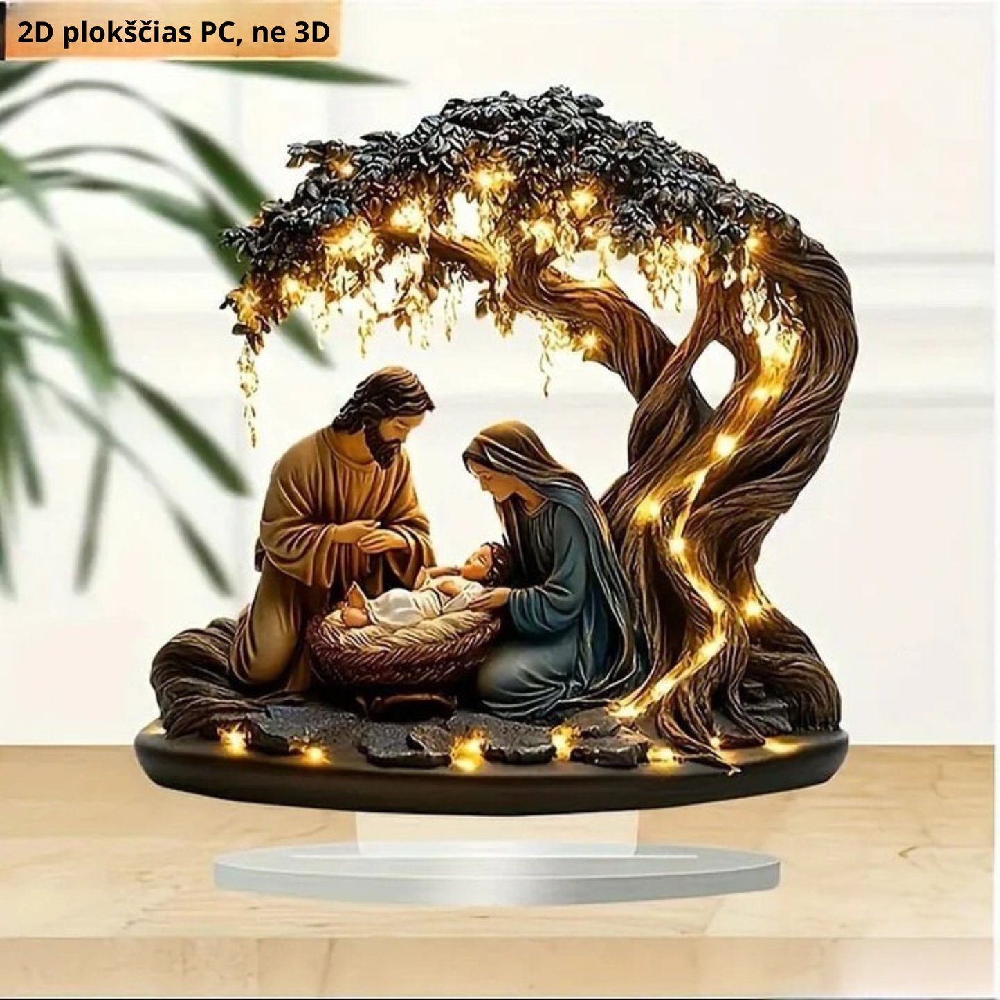 Kalėdinė Jėzaus gimimo dekoracija su šviesomis