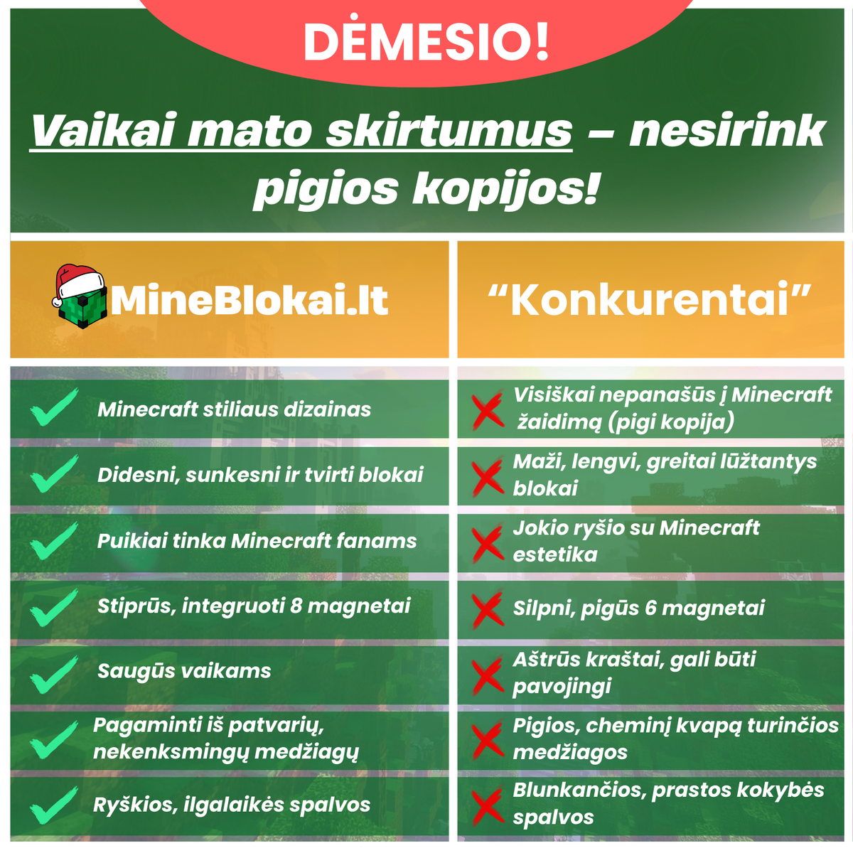 Minecraft magnetinių blokų rinkinys