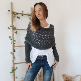 Leya™ | Megzta Moteriška skraistė su rankovėmis