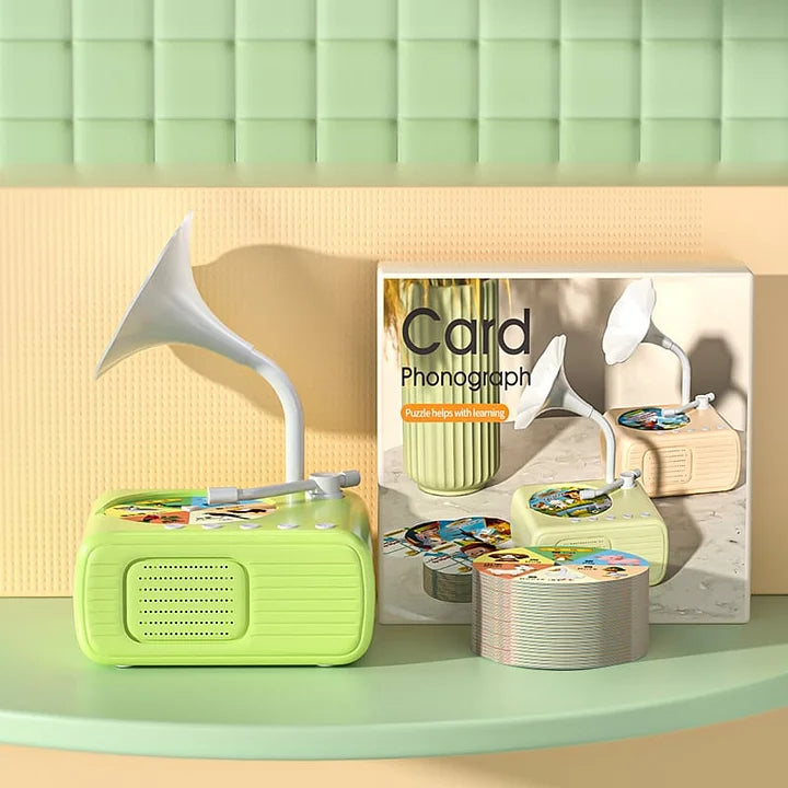 Vaikiškas fonografas su pasakojimų kortelėmis