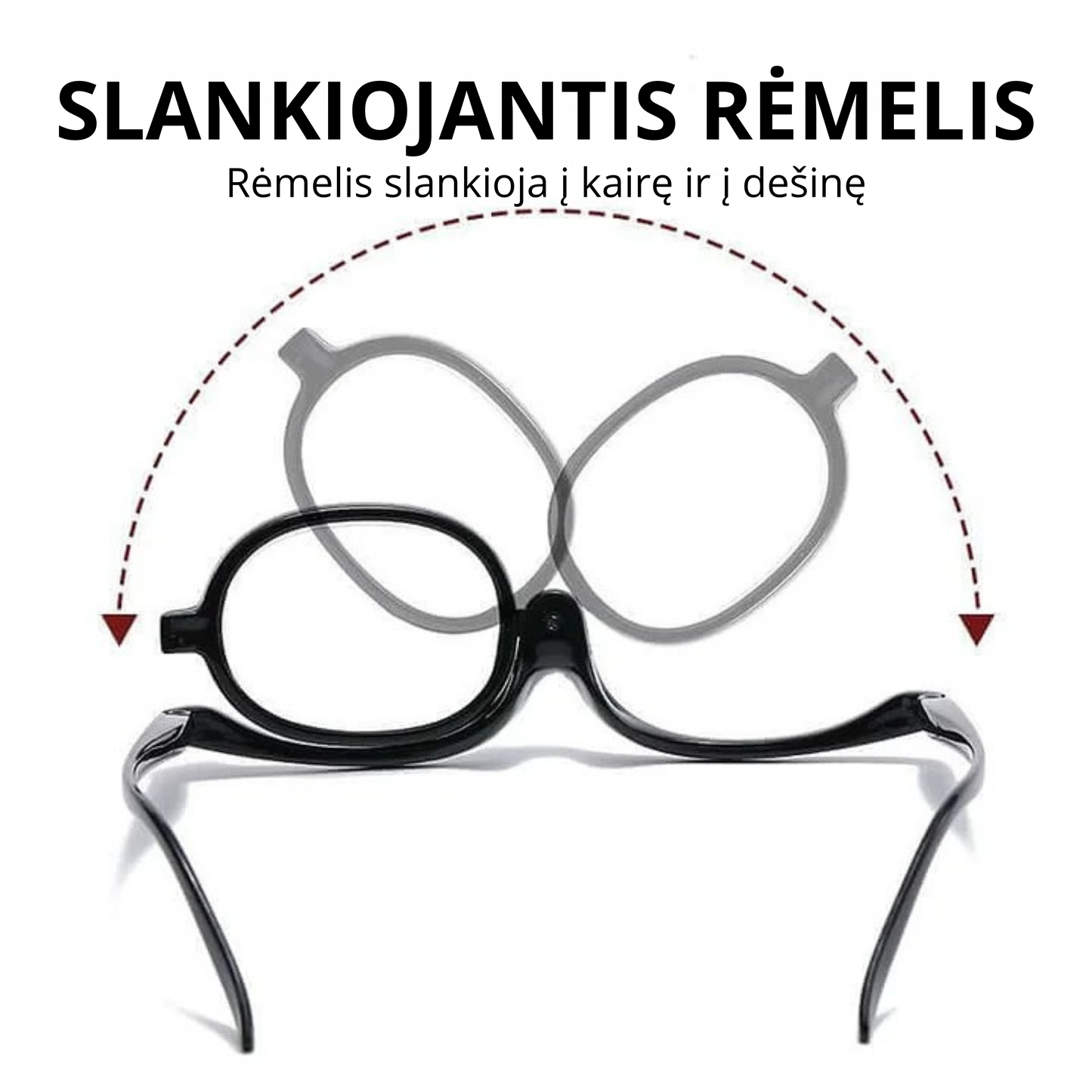 Akiniai makiažui su pasukama lęšio sistema