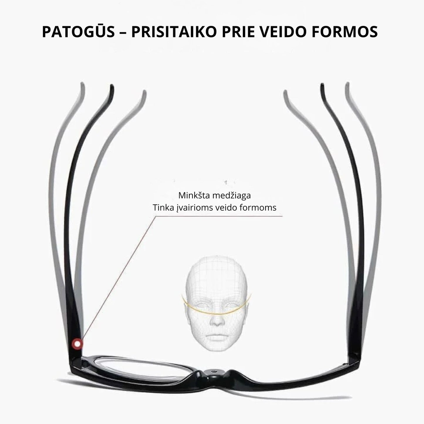 Akiniai makiažui su pasukama lęšio sistema