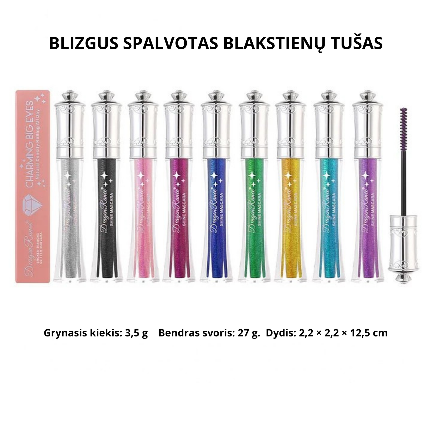 Vandeniui atsparus blizgus tušas blakstienoms